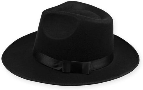 قبعة فيدورا كلاسيكية للرجال من اللباد على شكل دمعة فيدورا قبعة مانهاتن تريلبي فيدورا باللون الأسود in Kuwait