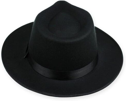 قبعة فيدورا كلاسيكية للرجال من اللباد على شكل دمعة فيدورا قبعة مانهاتن تريلبي فيدورا باللون الأسود in Kuwait