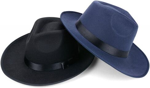 قبعة فيدورا كلاسيكية للرجال من اللباد على شكل دمعة فيدورا قبعة مانهاتن تريلبي فيدورا باللون الأسود in Kuwait