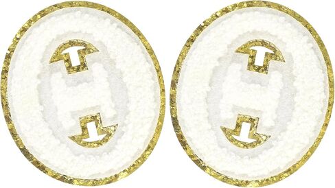 2PCS Iron on Greek Letter Patches White Chenille Greek Letter Patches Sorority Greek Patches (Alpha) in Saudi Arabia