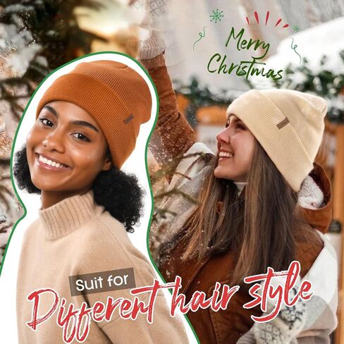 FURTALK Womens Winter Warm Satin Lined Beanie Hats Silk Lining Unisex Knit Slouchy Caps in Saudi Arabia