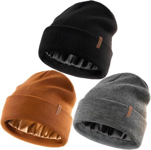 FURTALK Womens Winter Warm Satin Lined Beanie Hats Silk Lining Unisex Knit Slouchy Caps in Saudi Arabia