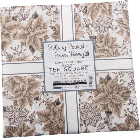 Holiday Flourish Festive Finery Taupe 42 10-inch Squares Layer Cake Robert Kaufman TEN-1324-42 in Saudi Arabia