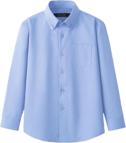 FAHIZO Boys' Long Sleeve Regular Fit Button-Down Collared Stretch Dress Shirt with Chest Pocket in Saudi Arabia