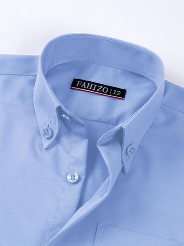 FAHIZO Boys' Long Sleeve Regular Fit Button-Down Collared Stretch Dress Shirt with Chest Pocket in Saudi Arabia