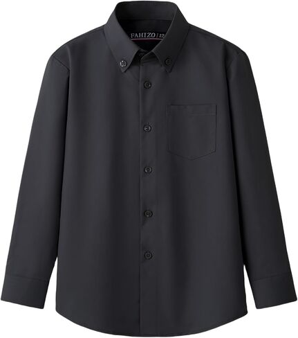 FAHIZO Boys' Long Sleeve Regular Fit Button-Down Collared Stretch Dress Shirt with Chest Pocket in Saudi Arabia