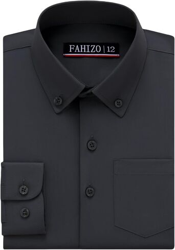 FAHIZO Boys' Long Sleeve Regular Fit Button-Down Collared Stretch Dress Shirt with Chest Pocket in Saudi Arabia