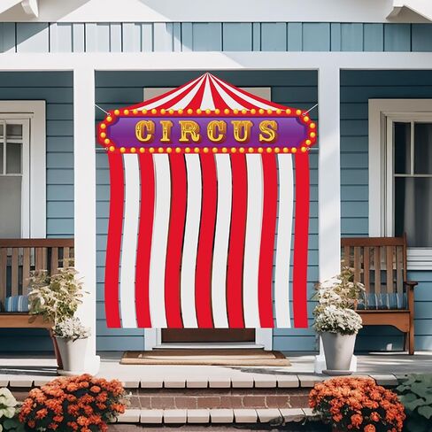 Halloween Circus Carnival Party Decorations Circus Tent Decorations Porch door Banner Creepy Horror Party Awning Hanging Eve Circus Theme Party Photo Props Decorations in Saudi Arabia