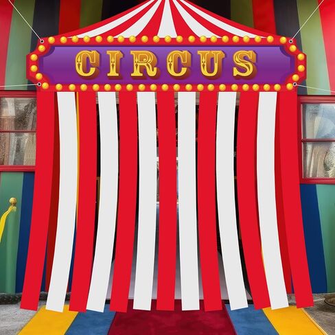 Halloween Circus Carnival Party Decorations Circus Tent Decorations Porch door Banner Creepy Horror Party Awning Hanging Eve Circus Theme Party Photo Props Decorations in Saudi Arabia