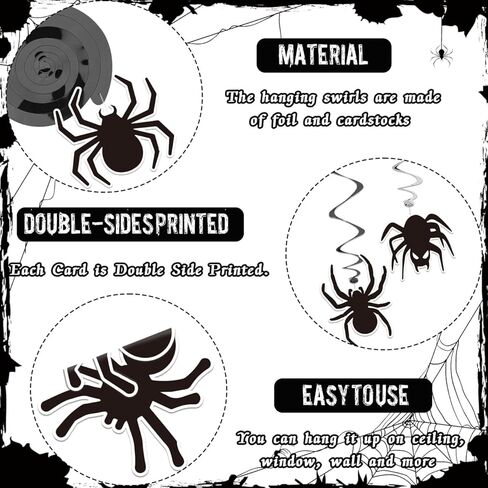 18 قطعة من ديكورات عنكبوت الهالوين، راية شبكة العنكبوت للهالوين مع دوامات تعليق الهالوين العنكبوتية، إكليل من شبكات العنكبوت السوداء لتزيين حفلات الهالوين في القصر المسكون in Kuwait