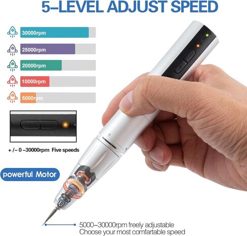 Cordless Engraving Pen Kit, 30000rpm 5-Level Adjust Speed USB Engraver Tool for Jewelry Glass Wood Stone Metal glass and plastic in Saudi Arabia