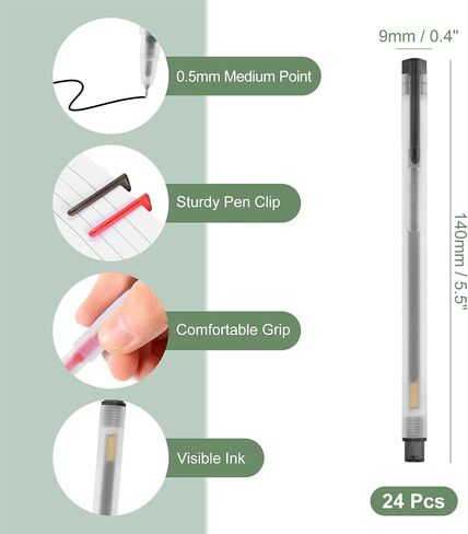 M&G Gel Pen Medium Point 0.5mm, 12 Pack Quick Dry Smooth Black Gel Ink Rollerball Pen for Home Office Writing Note Taking Journaling Business, Style 4 in Kuwait