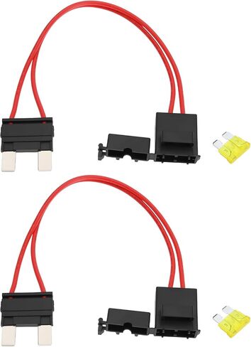 2 قطعة موصل حامل فيوز السيارة 32 فولت 20 أمبير 16AWG وصلة سلك متينة صغيرة موصل حامل فيوز للسيارة مع 4 قطع 20 أمبير لأجهزة الصراف الآلي/APM (23 سم، صغير) in Saudi Arabia