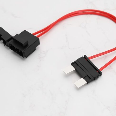 2 قطعة موصل حامل فيوز السيارة 32 فولت 20 أمبير 16AWG وصلة سلك متينة صغيرة موصل حامل فيوز للسيارة مع 4 قطع 20 أمبير لأجهزة الصراف الآلي/APM (23 سم، صغير) in Saudi Arabia