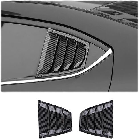 2Pcs Rear Side Window Louvers Air Vent Scoop Shades Cover Blinds Trim for MAZDA 3 Axela 2014 2015 2016 2017 2018 - ABS Carbon Fiber Sport Accessories. in Kuwait