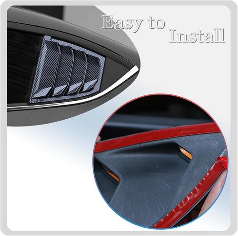 2Pcs Rear Side Window Louvers Air Vent Scoop Shades Cover Blinds Trim for MAZDA 3 Axela 2014 2015 2016 2017 2018 - ABS Carbon Fiber Sport Accessories. in Kuwait