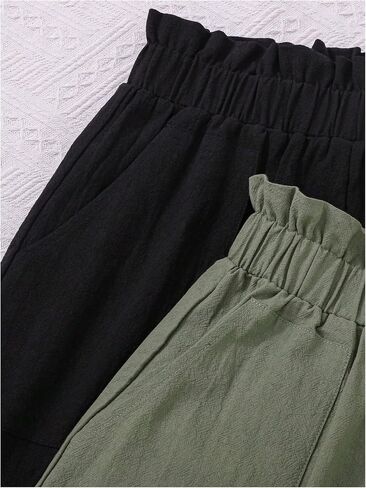 Girl's 2 Pack High Elastic Waist Shorts Casual Straight Leg Summer Shorts with Pocket in Saudi Arabia