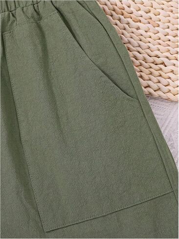 Girl's 2 Pack High Elastic Waist Shorts Casual Straight Leg Summer Shorts with Pocket in Saudi Arabia