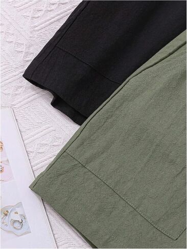 Girl's 2 Pack High Elastic Waist Shorts Casual Straight Leg Summer Shorts with Pocket in Saudi Arabia