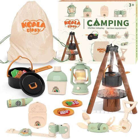 KidEwan Pretend Camping Set for Kids, Play Camp Gear Toys with Spray Stove/Food Set/Binoculars/Compass Outdoor Campfire Toy Set for Toddlers Kids Ages 3+ in Saudi Arabia