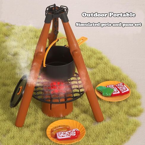 KidEwan Pretend Camping Set for Kids, Play Camp Gear Toys with Spray Stove/Food Set/Binoculars/Compass Outdoor Campfire Toy Set for Toddlers Kids Ages 3+ in Saudi Arabia