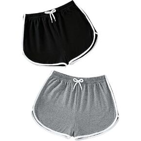 SHENHE Girl's 2 Pack Dolphin Shorts Elastic Waist Running Workout Sports Athletic Shorts