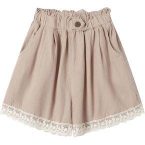 Mud Kingdom Girls Summer Shorts Wide Leg Elastic Waist Lace Trim Pull On