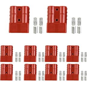 Eagles 50Amp Power Connector Plug,10PCS 7,8,10,12 AWG Battery Quick Connect/Disconnect Wire Harness Plug Connector with Terminal Pins for Recovery Winch Trailer,50A/600V (Grey)