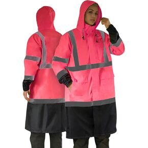 Z&Q LABOR Raincoat Safety Work Rain Gear for Men Waterproof with Hood, High Visibility Rain Gear,Rain Suits for Men