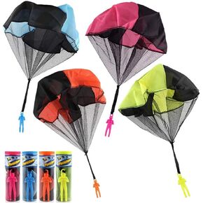 4PCS Parachute Toy,Free Throwing Toy Parachute,Outdoor Toss It Up Flying Toys for Kids,Parachute Figures Hand Throw Soliders Square Outdoor Children's Flying Toys,No Assemble or Batteries Required