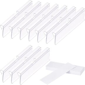 PATIKIL 50 Pcs Wire Shelf Label Holder, Plastic Storage Bins Clip Merchandise Sign Display Holder Label Holders for Market, Retail Shop, and Pantry(1.1x2.36 inch)