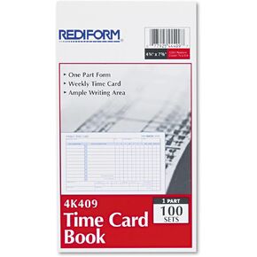 Rediform 4K409 Employee Time Card Weekly 4-1/4 x 7 100/Pad