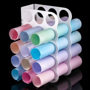 15-Holes Vinyl Storage Rack Acrylic Storage Organizer Multiple Large Holes Display Stand for Vinyl Rolls and More (12 Inch x 7.8 Inch, Aperture 2 Inch) (White)