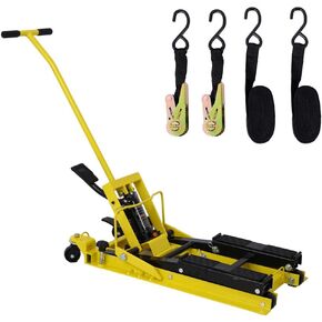 Hydraulic Motorcycle Lift Jack, 1500 LBS Capacity Foot-Operated Motorcycle Lift Table, ATV Scissor Lift Jack with 4.5" - 15" Lifting Range, Portable Motorcycle Lift Table with Wheels Grey