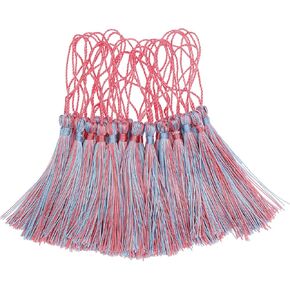 VAPKER 50 Pieces Bookmark Tassels 13cm/5-Inch Silky Handmade Soft Tassels Floss Mini Tassels with 2-Inch Cord Loop for DIY Projects(Light Coral and Blue)