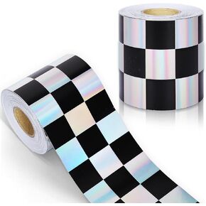 65.6Ft Checkered Bulletin Board Borders Road Race Rolled Blackboard Straight Trim Borders Iridescent Black Checkerboard Die Cut Trim Border Roll for Classroom Chalkboard Window Decor