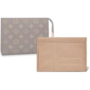 Felt Insert Organizer Bag In Bag Fit Purse LV Toiletry Pouch 26/19 with D Ring Attach Chain Strap Toiletry Pouch 19/26 Insert,Toiletry Pouch 19/26 Organizer (Beige 19) in Saudi Arabia