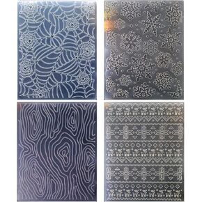 Kwan Crafts 4 pcs Different Style Halloween Christmas Spider Web Snowflake Plastic Embossing Folders for Card Making Scrapbooking and Other Paper Crafts, 12.1x15.3cm