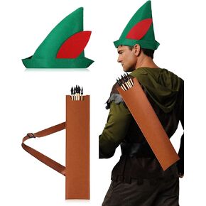 Panitay 2 قطعة من إكسسوارات زي الهالوين، قبعة لباد خضراء، قبعة مصنوعة يدويًا على الكتف الخلفي مع حزام للحفلات التنكرية، مقاس واحد يناسب الجميع للرجال والنساء البالغين in Kuwait