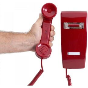 Traditional No Dial Wall 2554 Telephone Old Style Phone Red