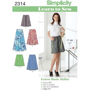 Simplicity Learn To Sew Mid To Long Size Women's Skirt Sewing Pattern, Sizes 6-18