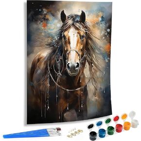SKRYUIE Paint by Numbers Kit for Adults Beginner Horse, Acrylic Oil Painting by Numbers Kits with PaintBrushes Paintwork Art Canvas for Home Decor 16x20 inch / 40x50 cm B1637