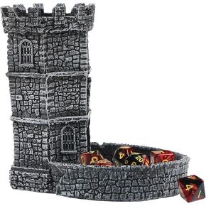 Castle Dice Tower with Tray,DND Dice Rolling Tower and Tray for Dungeons and Dragons for Board Game, D&D and RPG, MTG