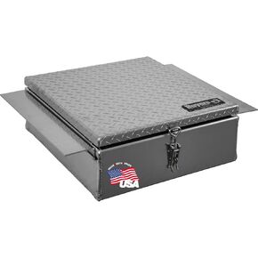 Buyers Products 1705381 Diamond Tread Aluminum In-Frame Truck Tool Box w/Notched Bottom, 12" H x 24" D x 32" W, Truck Box for Between Truck Frame Rails, Adjustable Latch, Includes Mounting Kit