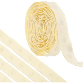 MECCANIXITY 5 Yard Snap Button Tape for Sewing, Cotton Snap Button Trim Fastener Buckles Tape for Clothes Fabric DIY Craft, Cream White