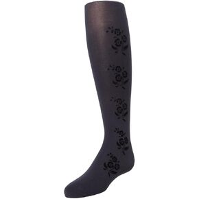 MeMoi Girls' Flocked Floral Opaque Tights