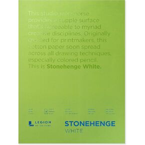 Legion Stonehenge Pad, Cotton Deckle Edge Paper, 18 X 24 inches, White, 15 Sheets