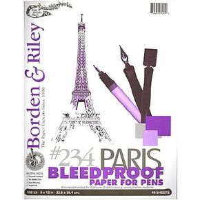 Borden & Riley 9" x 12" #234 Paris Paper for Pens Pad, 108 lb., 30 White Sheets, 1 Pad Each (234S091230)