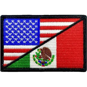 USA Flag Mexico Flag Patch [3.0 X 2.0 -“Hook" Fastener - UM2]