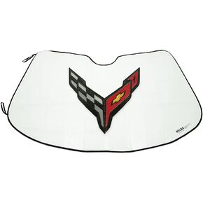 C8 Corvette Folding Sunshade - Insulated Windshield Shade with Flags Logo for 2020-2024 Stingray, Z06, E-Ray Corvettes